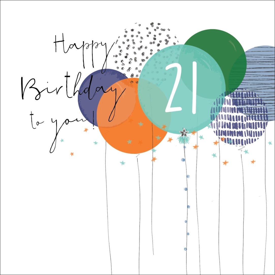 Happy 21st Birthday Balloons Card