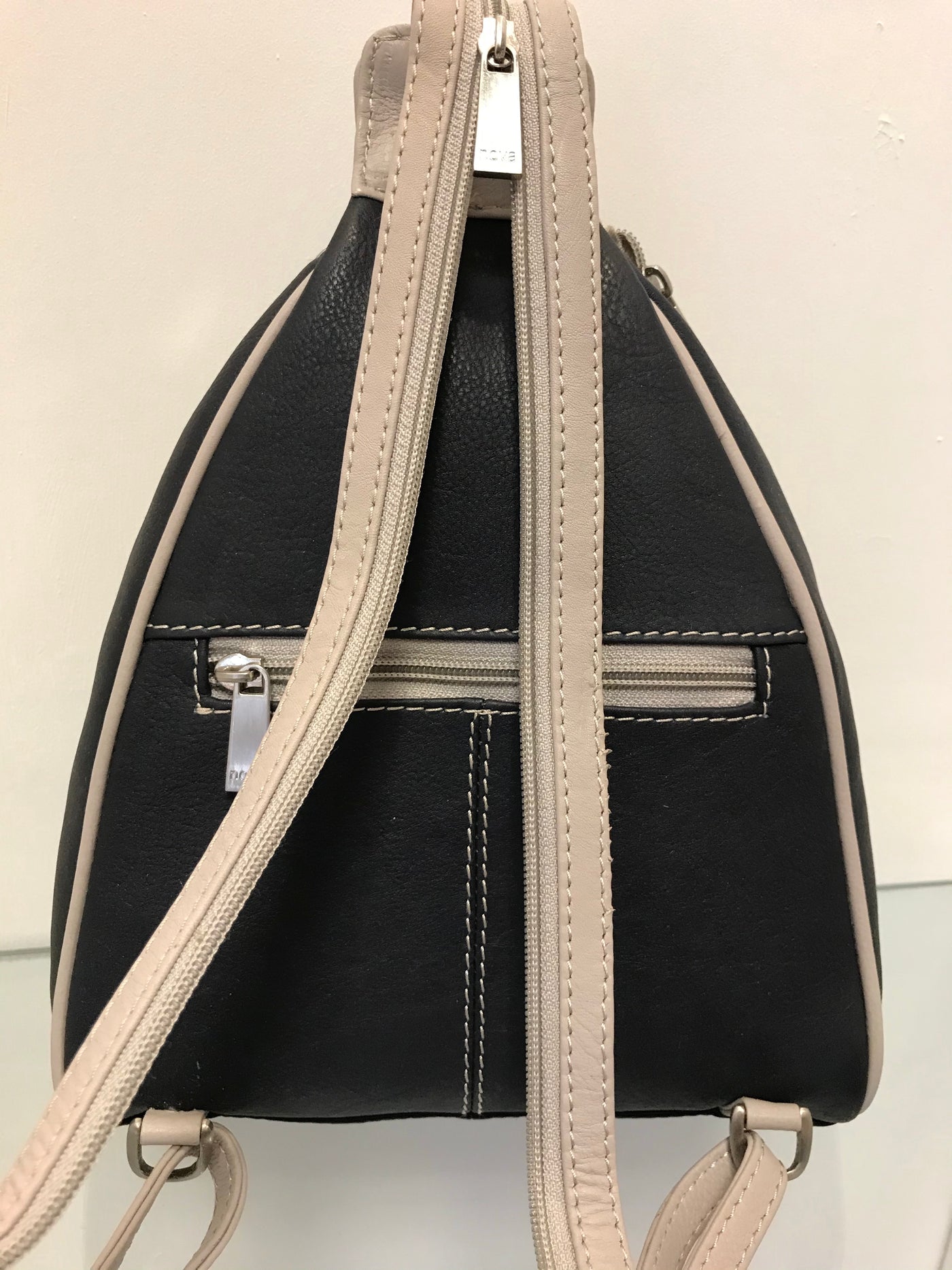 Nova Leathers Mini Backpack Handbag - Navy/ Dove Grey