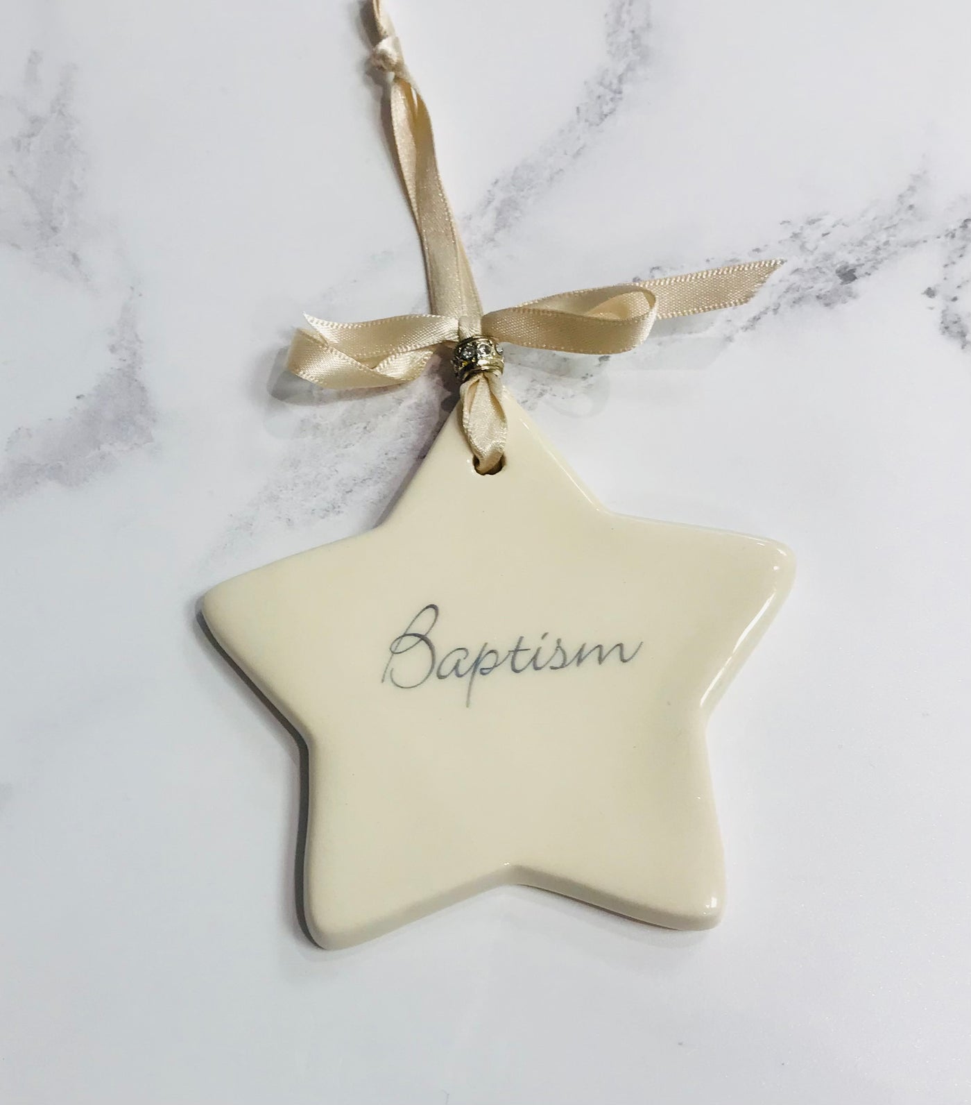 Dimbleby LARGE Ceramics Sentiment Hanging Star - Baptism