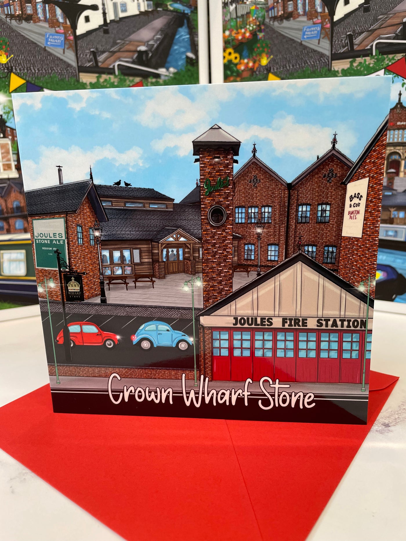 Crown Wharf Joules Fire Station Stone Blank Card