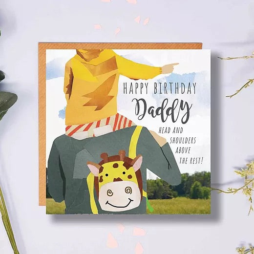 Flying Teaspoons Happy Birthday Daddy Giraffe Backpack Card