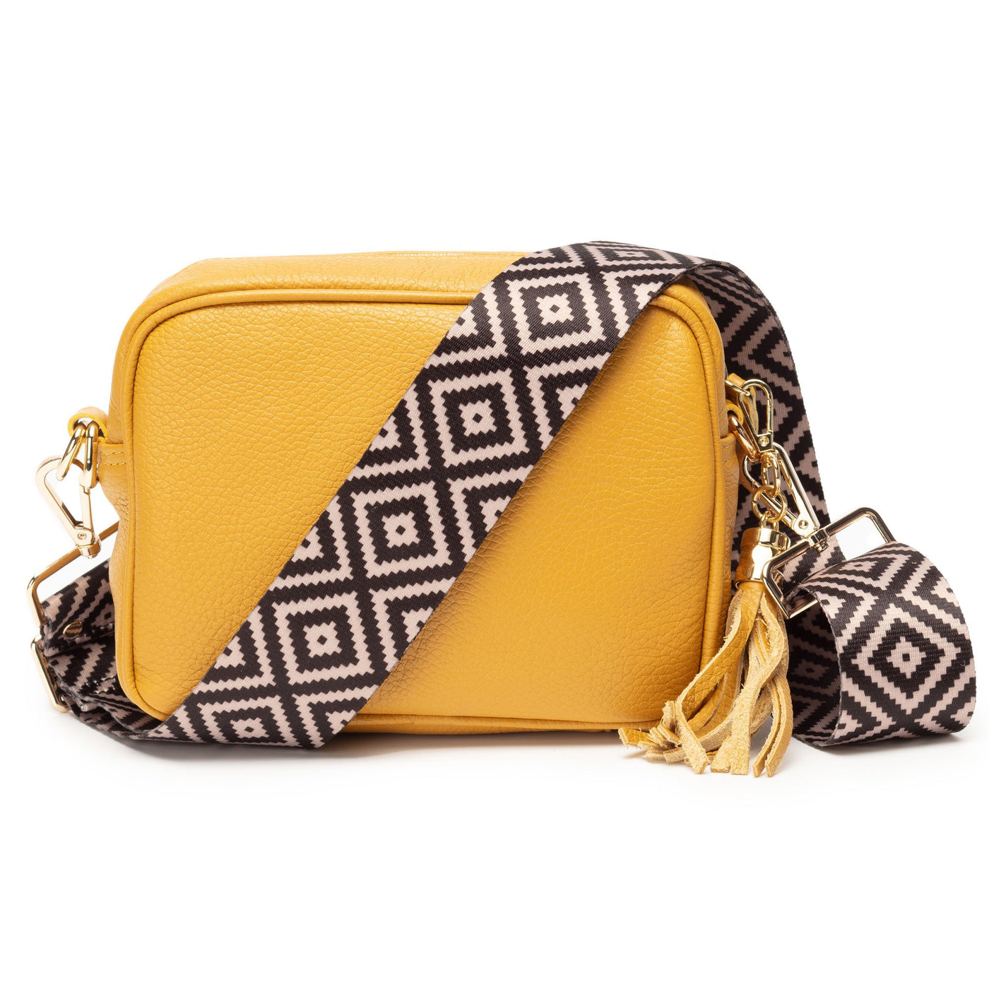 Elie Beaumont Designer Leather Crossbody Bag - Mustard (GOLD Fittings)
