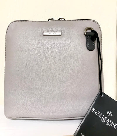 Nova Leathers Crossbody Handbag 820 -Dove Grey & Charcoal Grey