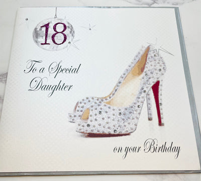 White Cotton Cards Special Daughter 18th Birthday Shoe LARGE Card