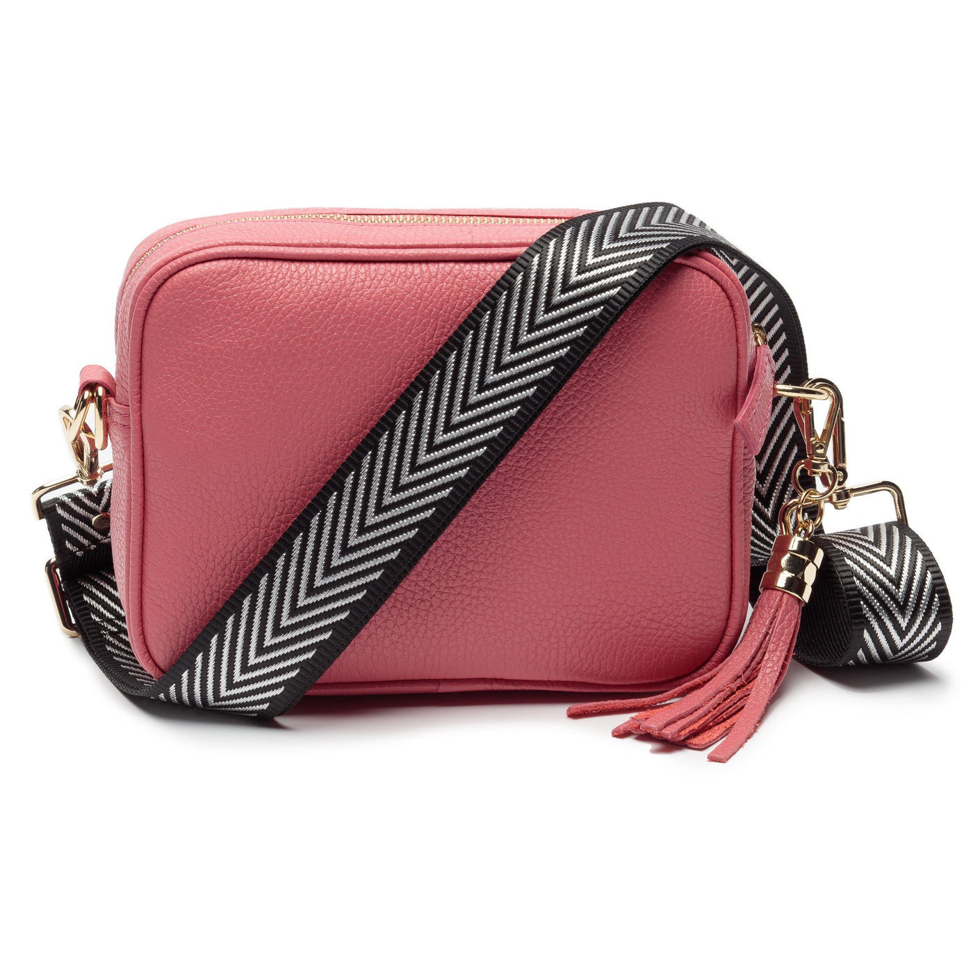 Elie Beaumont Designer Leather Crossbody Bag - Strawberry Pink (GOLD Fittings)