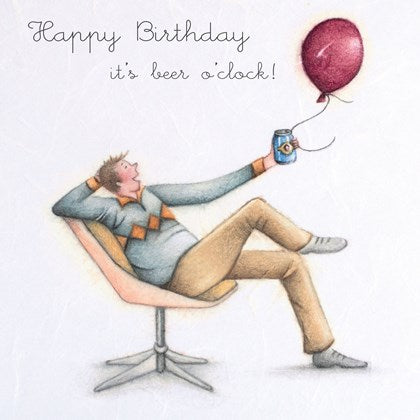 Berni Parker Blank Card - Happy Birthday Beer O’Clock