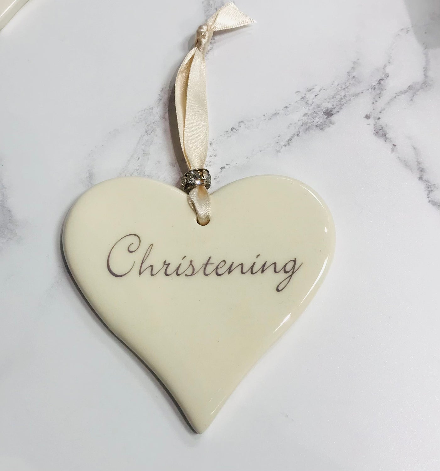 Dimbleby Ceramics LARGE Sentiment Hanging Heart - Christening