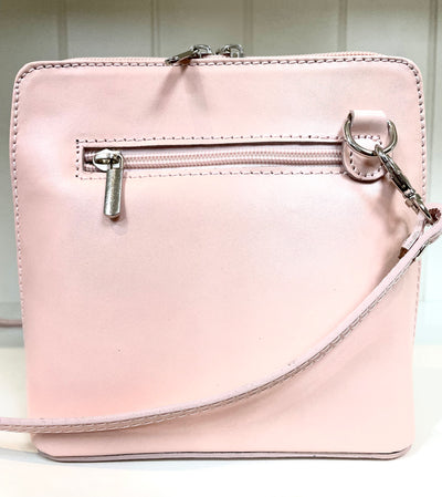 Leather Mini Crossbody Handbag - Baby Pink