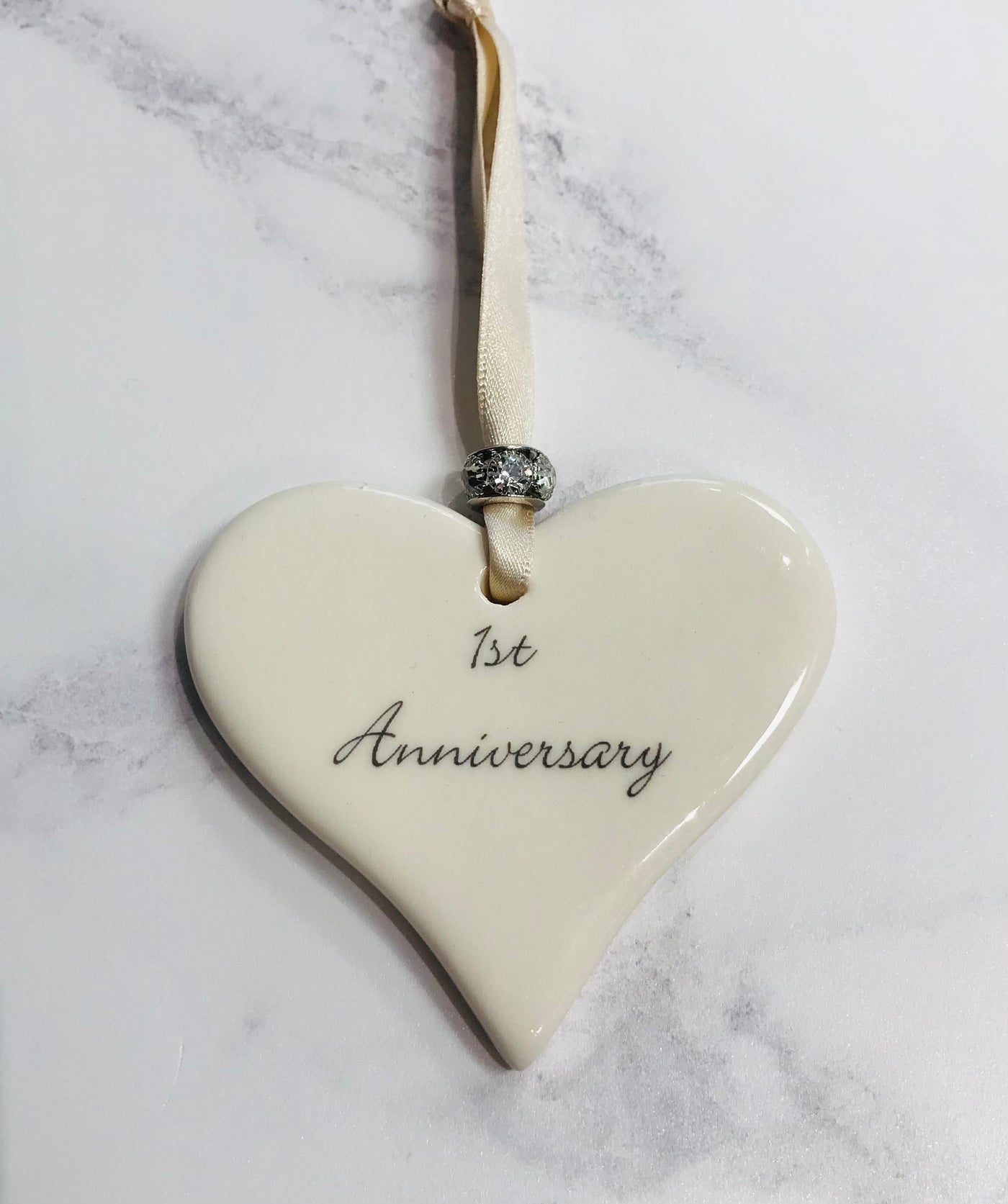 Dimbleby Ceramics Sentiment Hanging Heart - 1st Anniversary