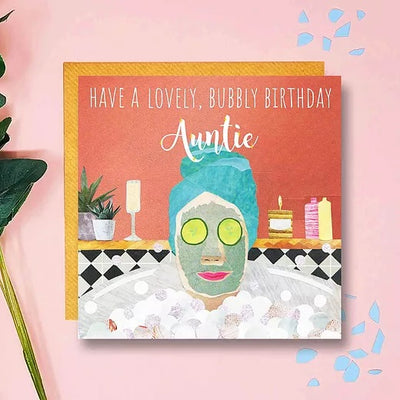 Flying Teaspoons Auntie Bubbly Birthday Card