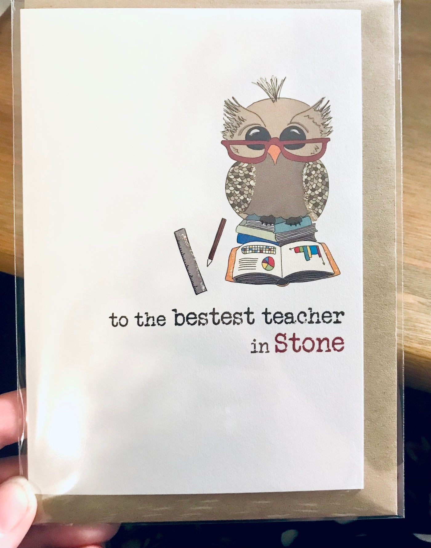 Dandelion Stationery - To The Bestest Teacher in Stone Blank Card