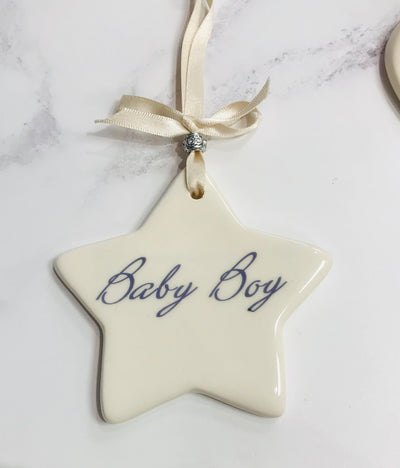 Dimbleby Ceramics LARGE Sentiment Hanging Star - Baby Boy