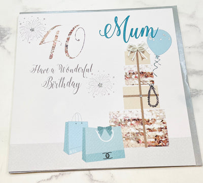 White Cotton Cards LARGE Mum 40th Birthday Presents Card