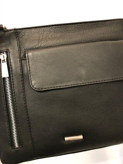 Nova Leathers Zip & Pocket Crossbody Handbag - Black (899S)
