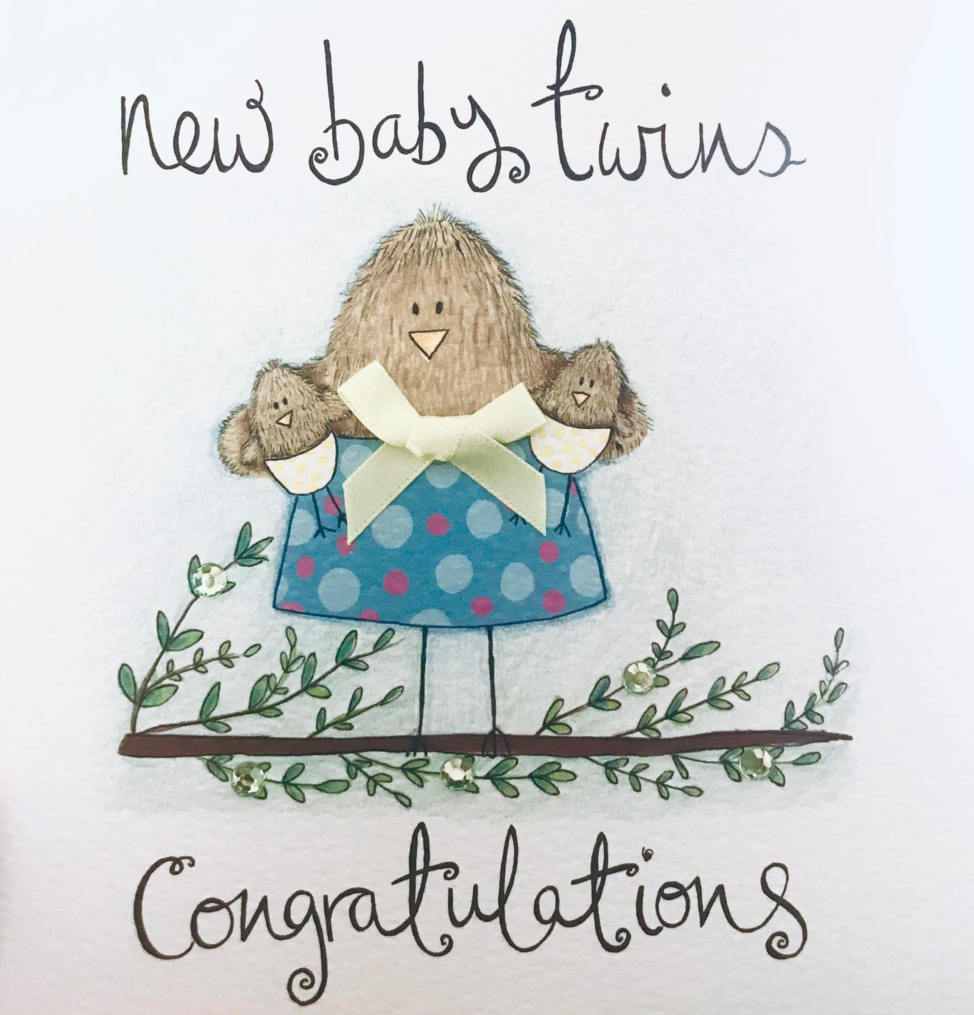 Janie Wilson New Baby Twins Congratulations Card