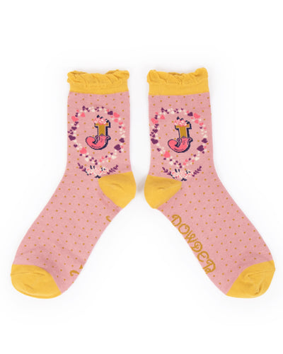 Powder Alphabet Socks - Letter J