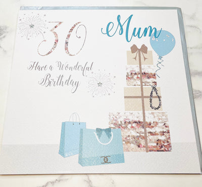 White Cotton Cards LARGE Mum 30th Birthday Presents Card