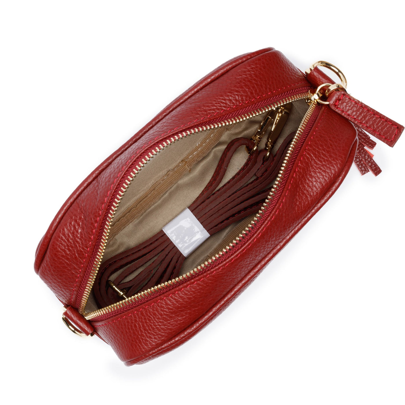 Elie Beaumont Designer Leather Crossbody Bag - Burgundy/Wine (GOLD Fittings)