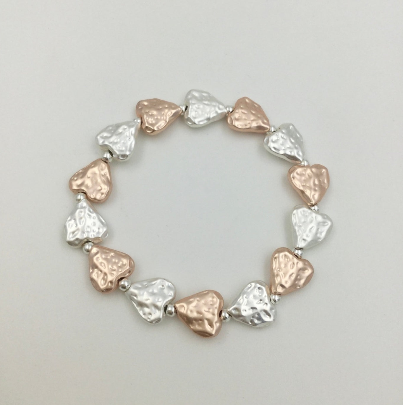Gracee Jewellery Hammered Hearts Mixed Metals Bracelet - Silver/Rose Gold