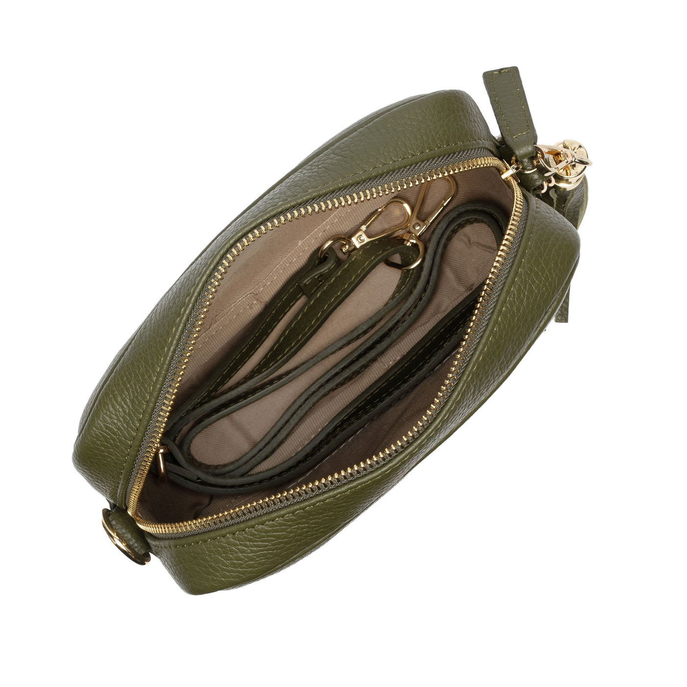 Elie Beaumont Designer Leather Crossbody Bag - Olive Green (GOLD Fittings)