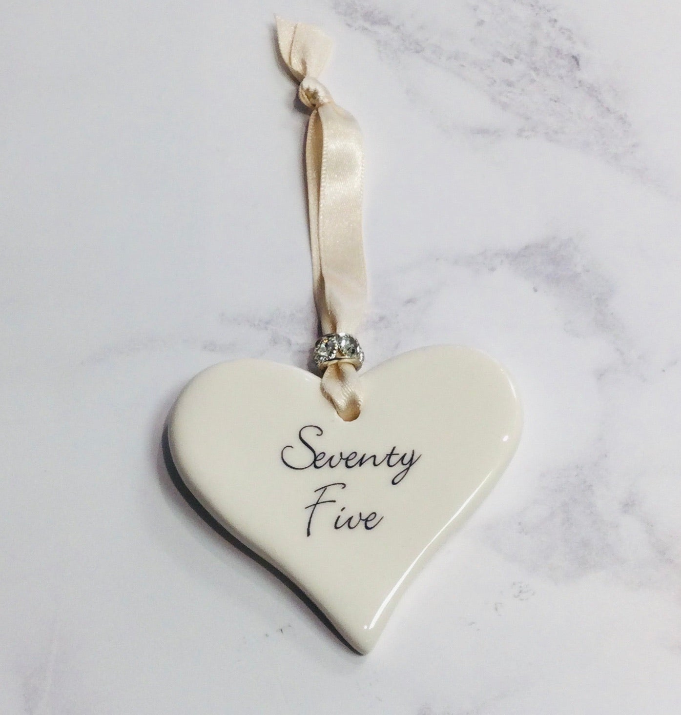 Dimbleby Ceramics Sentiment Hanging Heart - Seventy Five