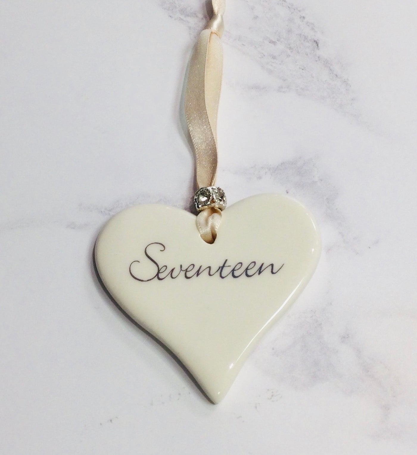 Dimbleby Ceramics Sentiment Hanging Heart - Seventeen