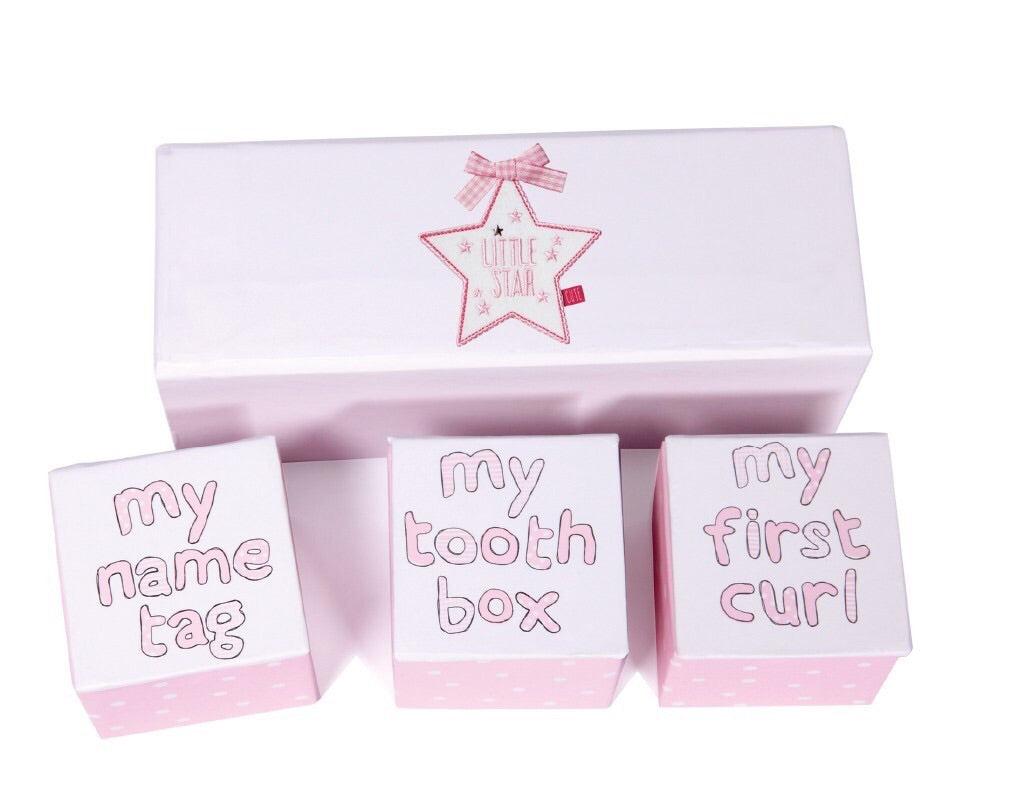 Kitted Out Little Star First Tooth, Curl & Name Tag Gift Set - Pink