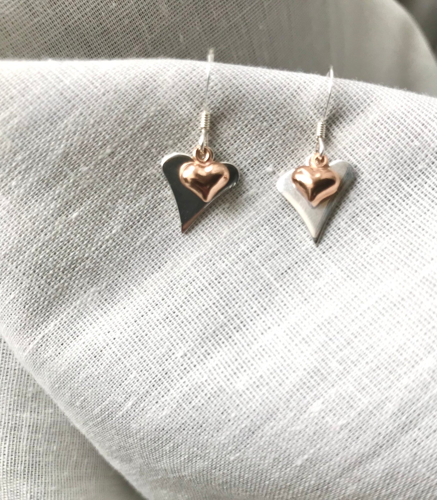 Jolu Jewellery Olivia Double Heart Earrings - Rose Gold Mix