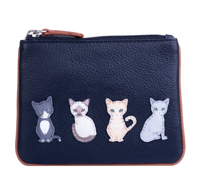 Mala Leather Best Friends Sitting Cats Coin Purse (4228 65)  - Black