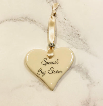 Dimbleby Ceramics Sentiment Hanging Heart - Special Big Sister