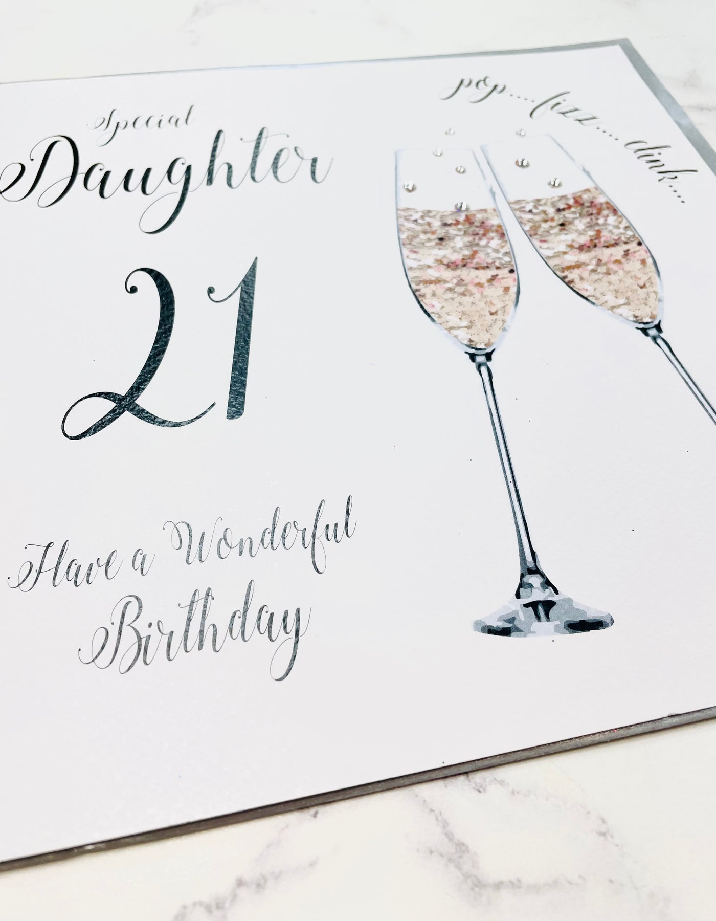 White Cotton Cards Pop Fizz Clink Special Daughter 21st Birthday LARGE Card