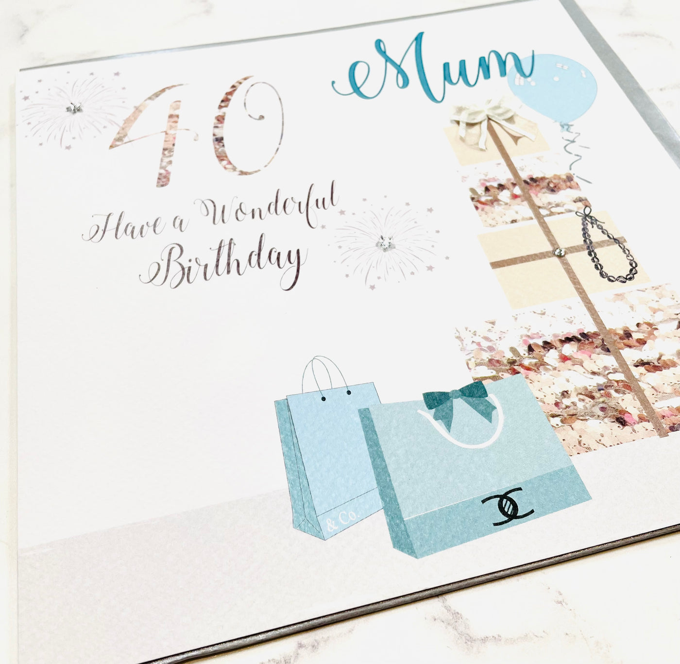 White Cotton Cards LARGE Mum 40th Birthday Presents Card