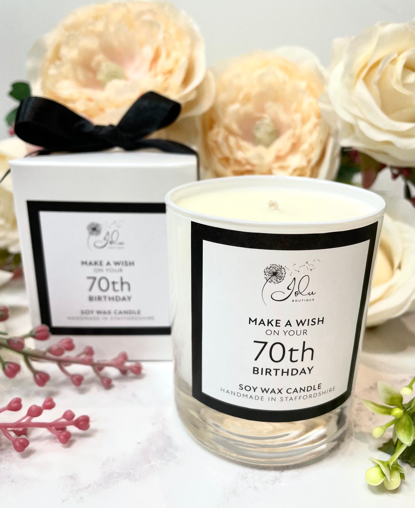 Jolu Boutique Make a Wish Sentiment Candle - 70th Birthday