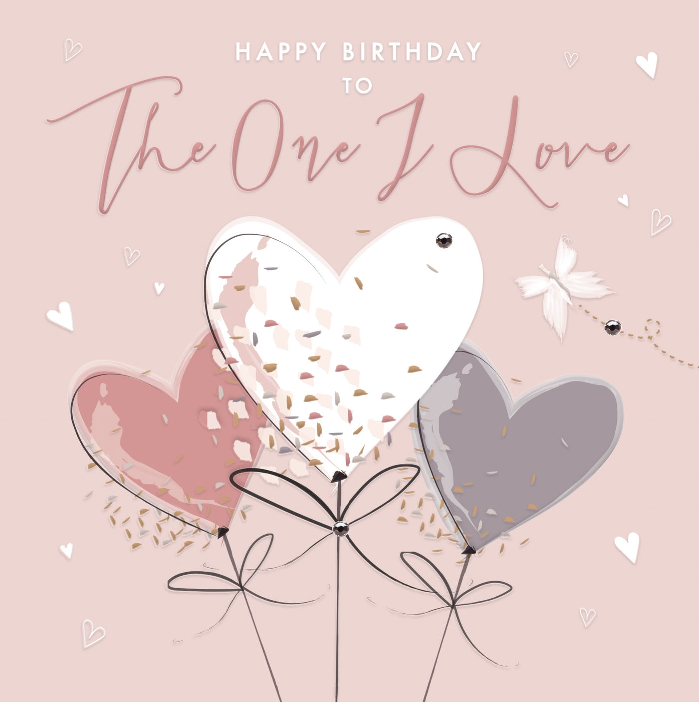 The Handcrafted Card Company To the One I Love 3 Balloons Birthday Card