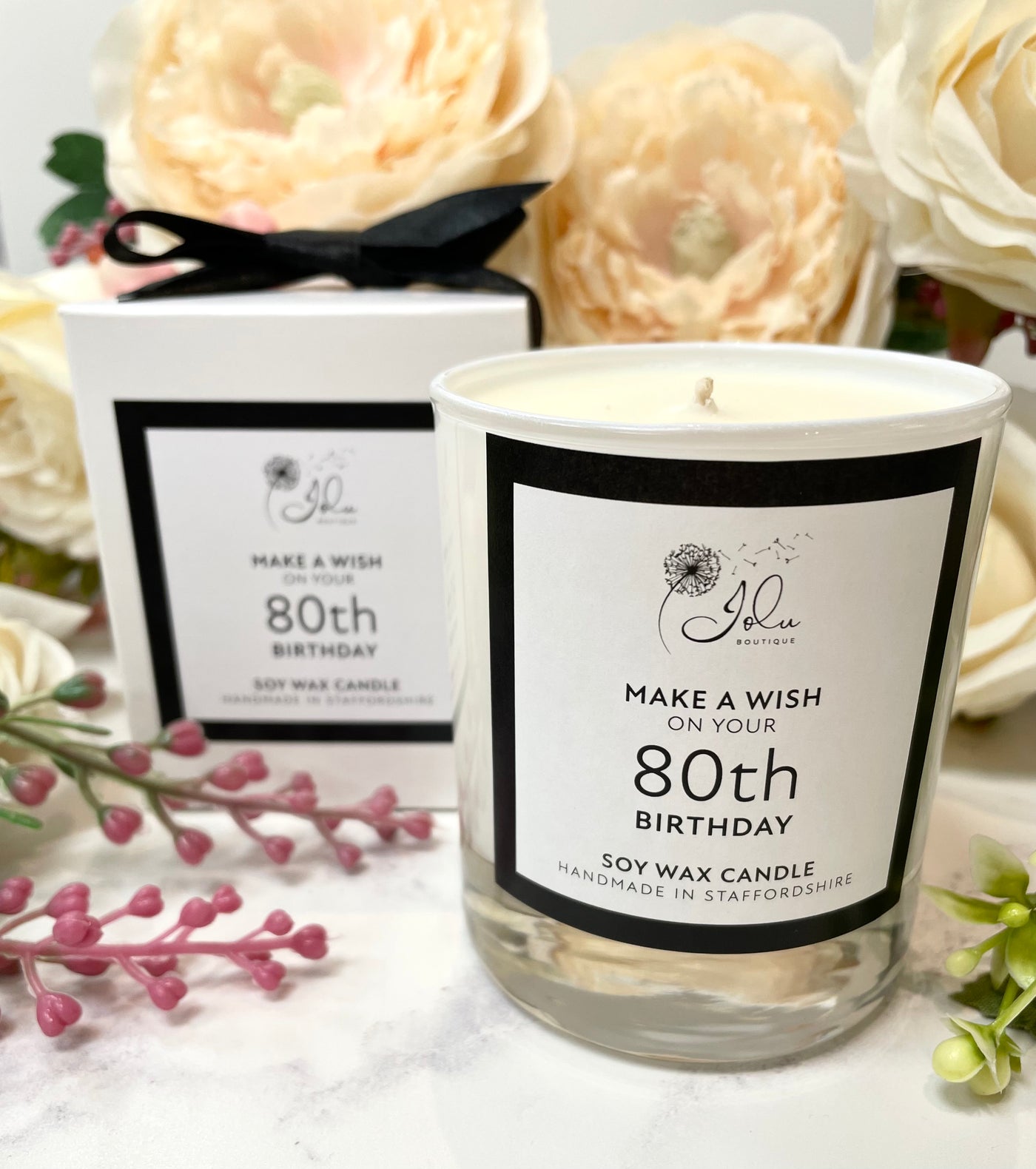 Jolu Boutique Make a Wish Sentiment Candle - 80th Birthday