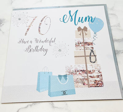 White Cotton Cards LARGE Mum 70th Birthday Presents Card
