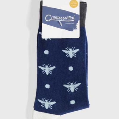 Quintessential Bamboo MENS Ankle Socks Bees  -Navy