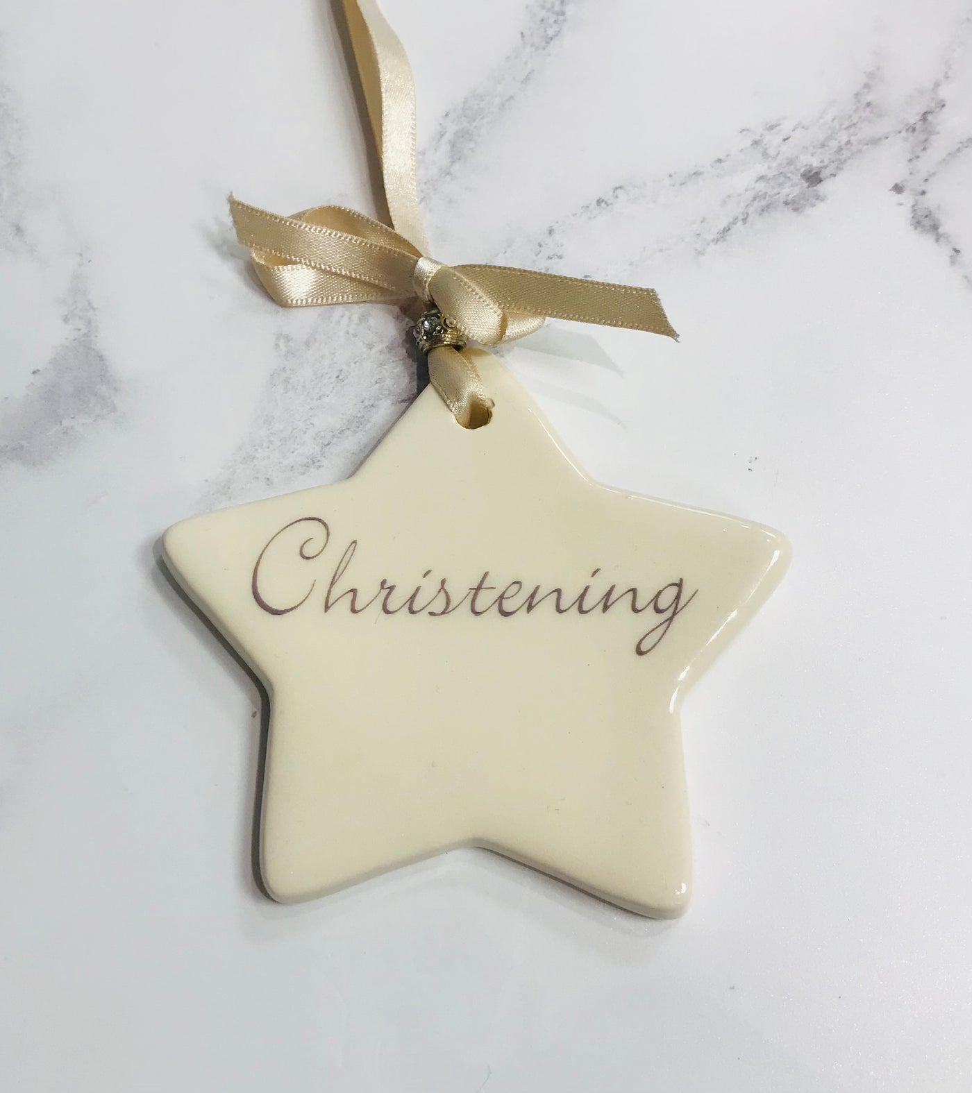 Dimbleby LARGE Ceramics Sentiment Hanging Star - Christening