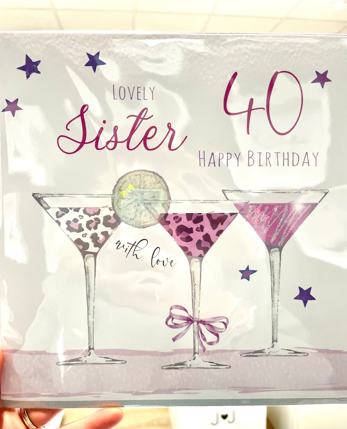 White Cotton LARGE Sister 40th Birthday Card