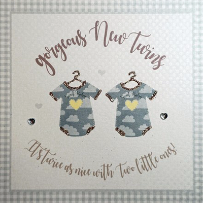 White Cotton Cards Gorgeous New Twins Birth Card