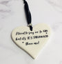 Dimbleby Ceramics LARGE Sentiment Hanging Heart - Gin 40% Stronger