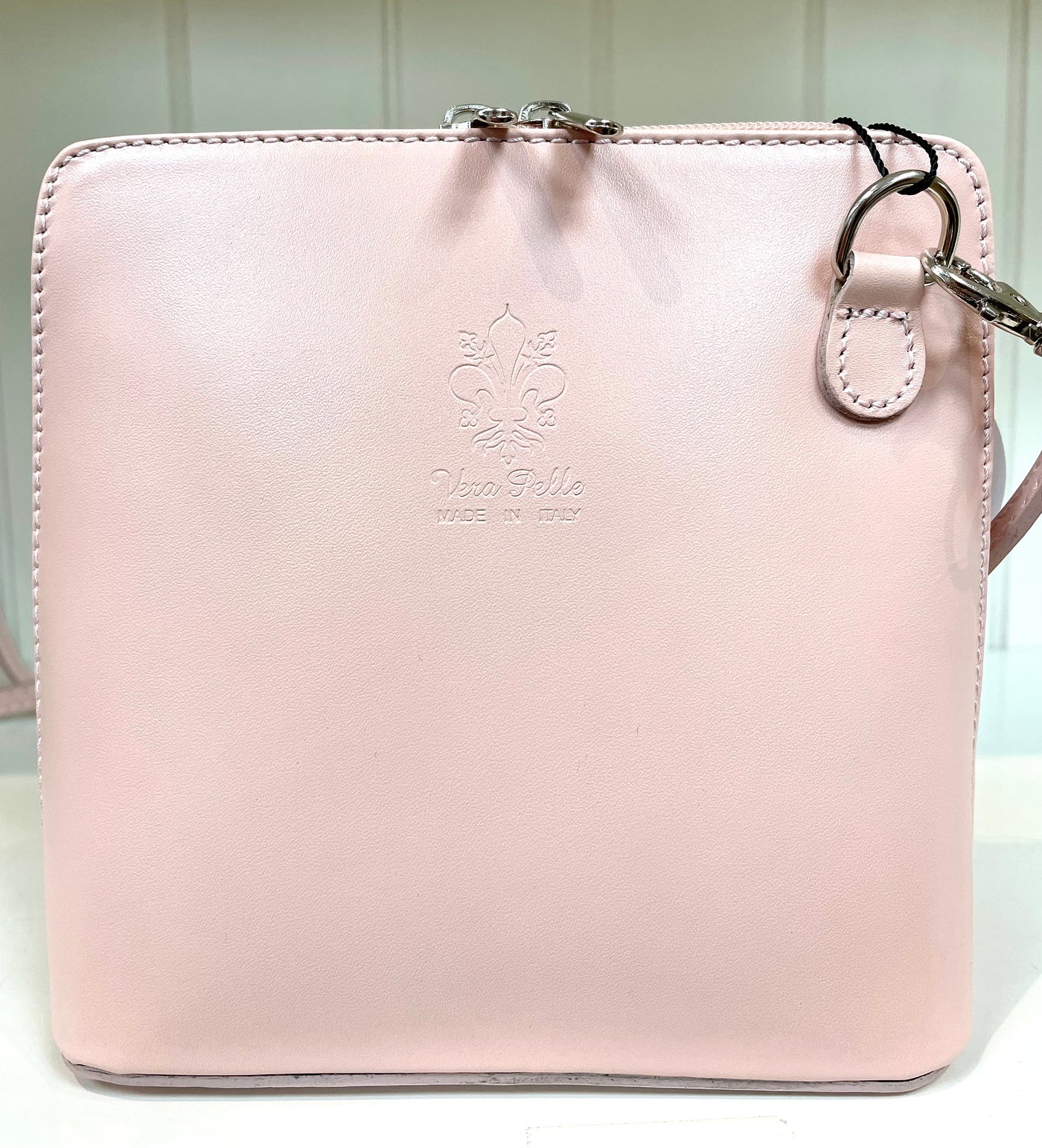 Leather Mini Crossbody Handbag - Baby Pink