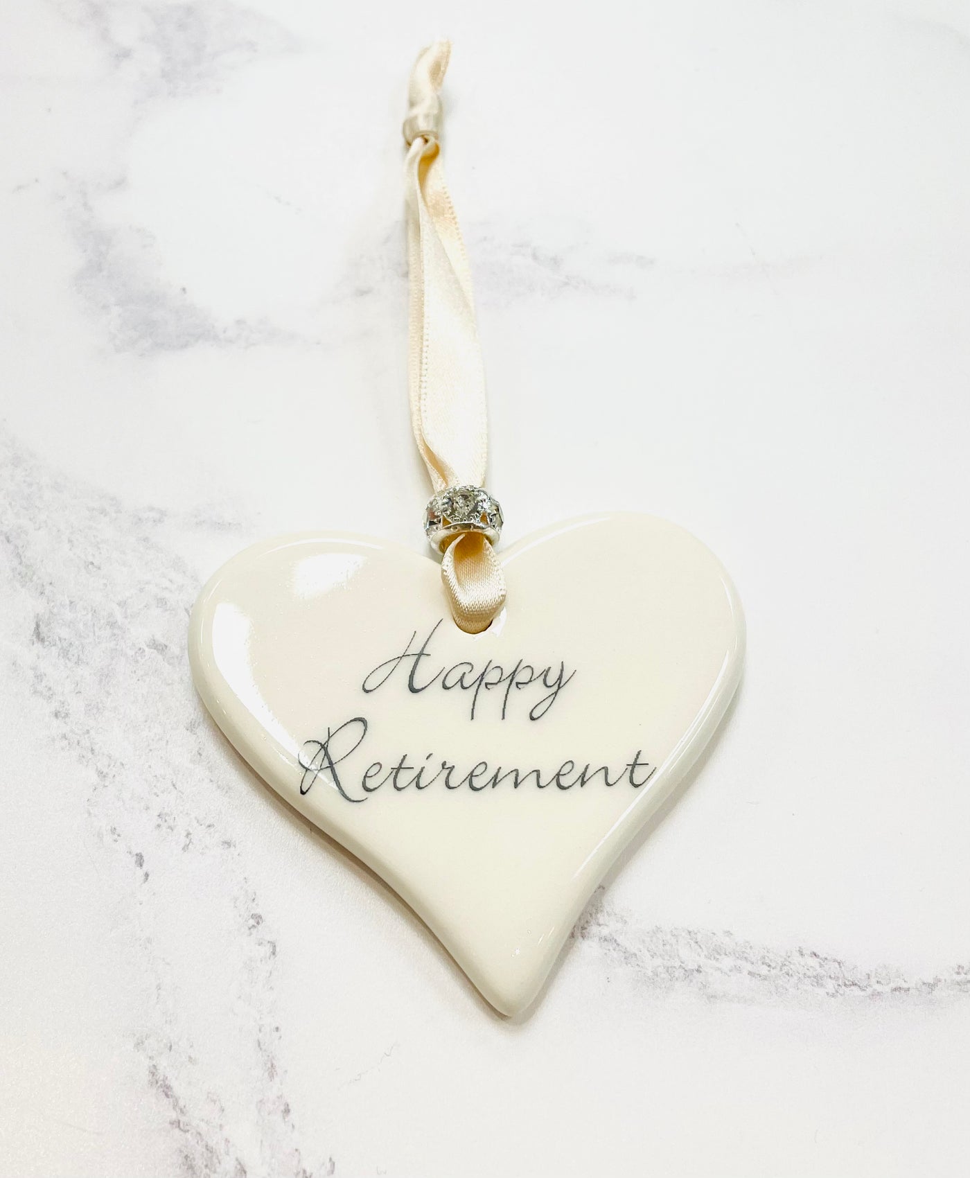 Dimbleby Ceramics Sentiment Hanging Heart -Happy Retirement