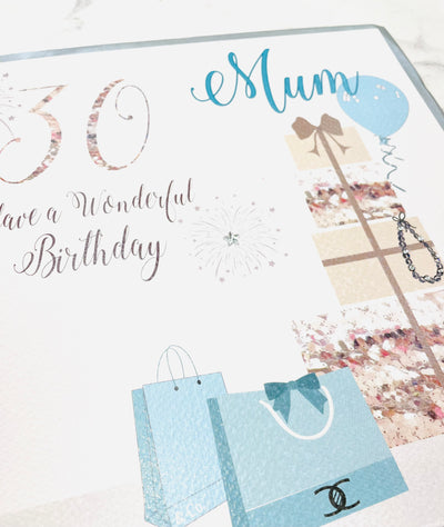 White Cotton Cards LARGE Mum 30th Birthday Presents Card