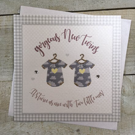 White Cotton Cards Gorgeous New Twins Birth Card
