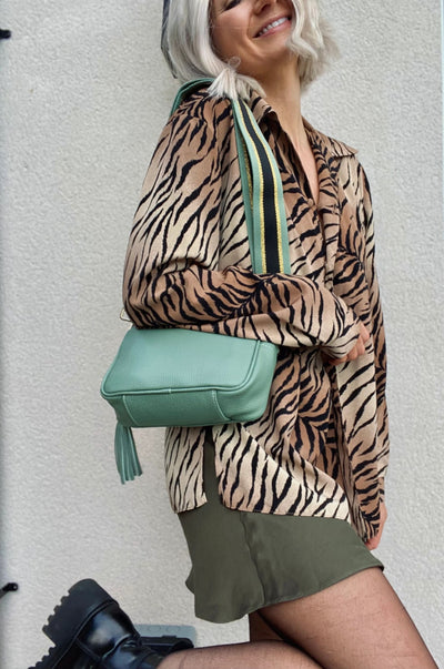 Elie Beaumont Designer JADE STRIPE Adjustable Crossbody Bag Strap (GOLD Fittings)