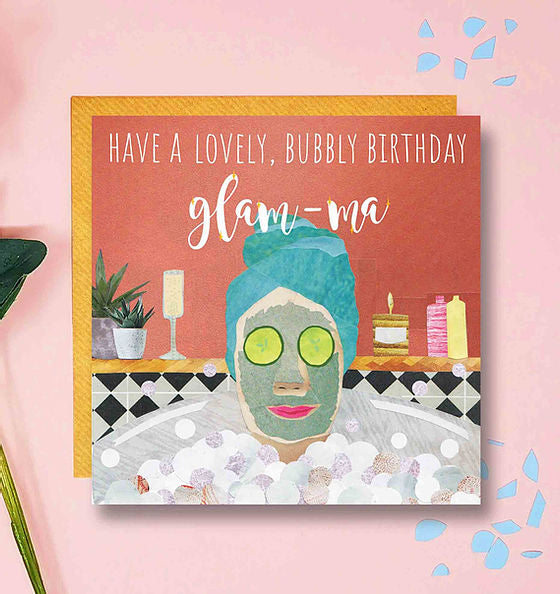 Flying Teaspoons Glam-Ma Bubbly Birthday Card