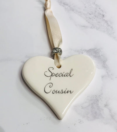 Dimbleby Ceramics Sentiment Hanging Heart - Special Cousin