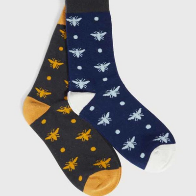 Quintessential Bamboo MENS Ankle Socks Bees  -Navy