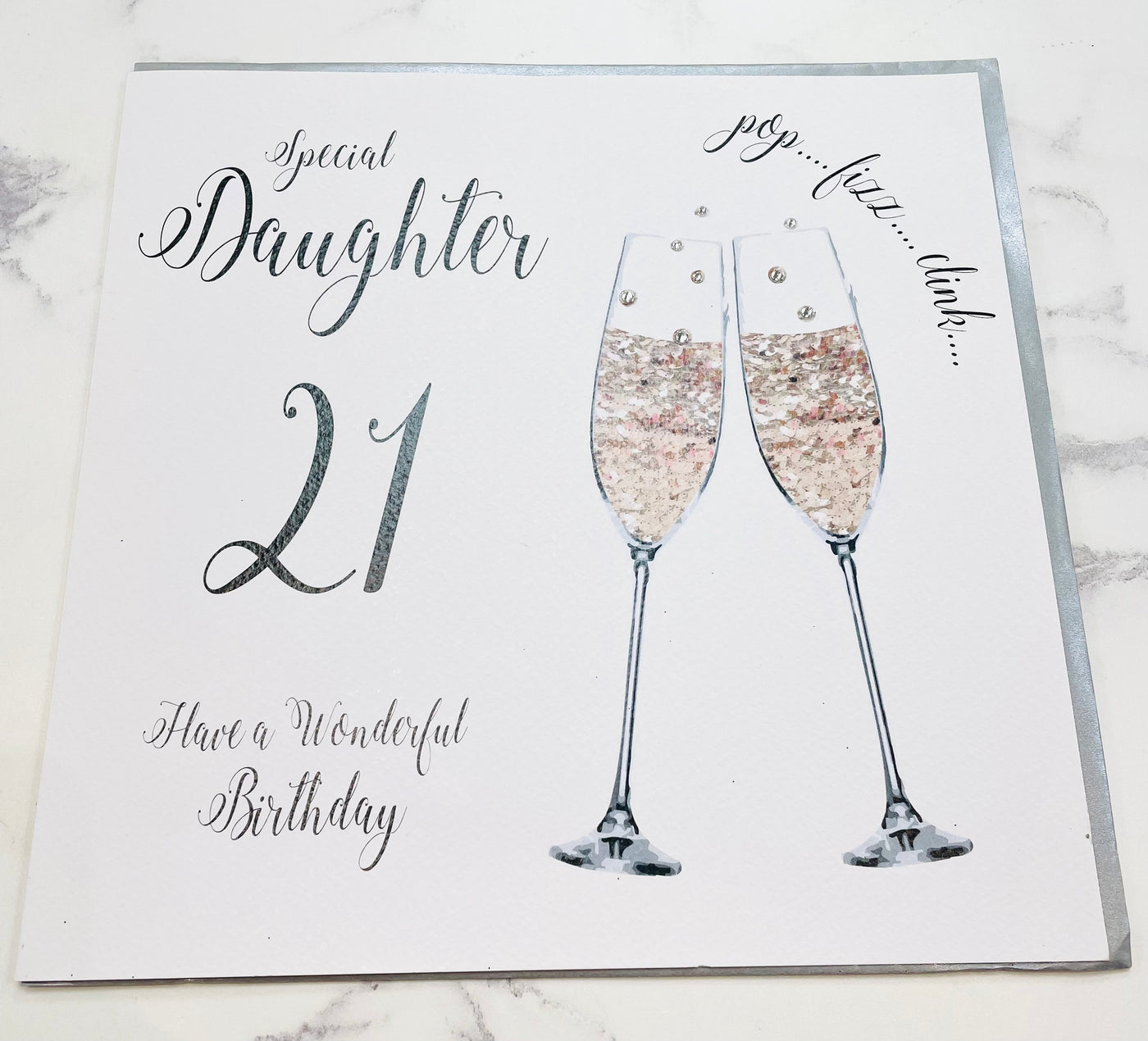 White Cotton Cards Pop Fizz Clink Special Daughter 21st Birthday LARGE Card